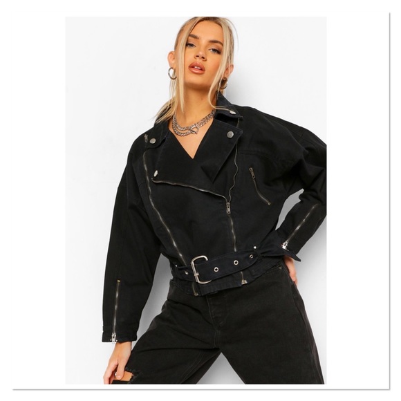 Boohoo Jackets & Blazers - 💫 HOST PICK 💫 Boohoo Black Denim Zip Biker Jacket